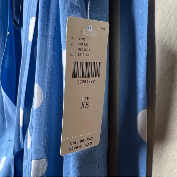 ANTHROPOLOGIE / PAIGE Blue Allure White Dolly Dot Arlyn Dress - Sz XS - Picture 14 of 16